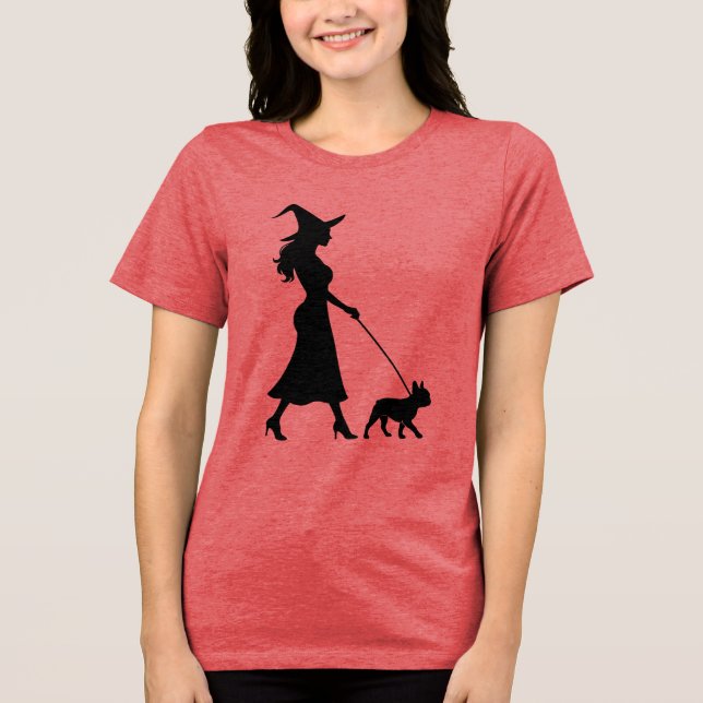 Witch Walking Frenchie Tri-Blend Shirt (Vorderseite)