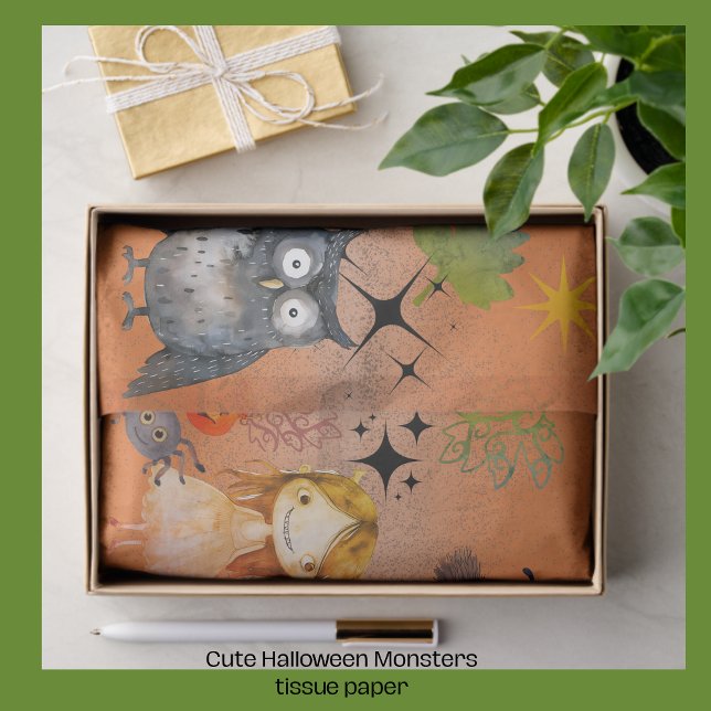 Witch Way? Cute Monsters Halloween Tissue Paper  Seidenpapier (Witch Way_ Cute Monsters Halloween Tissue Paper)