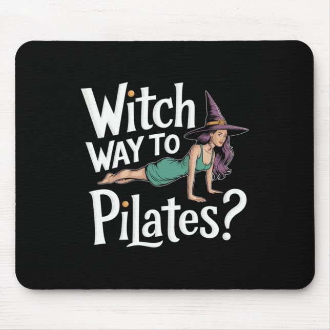 Witch Way To Lates Funny Halloween Lates Yoga Refo Mousepad (Vorne)