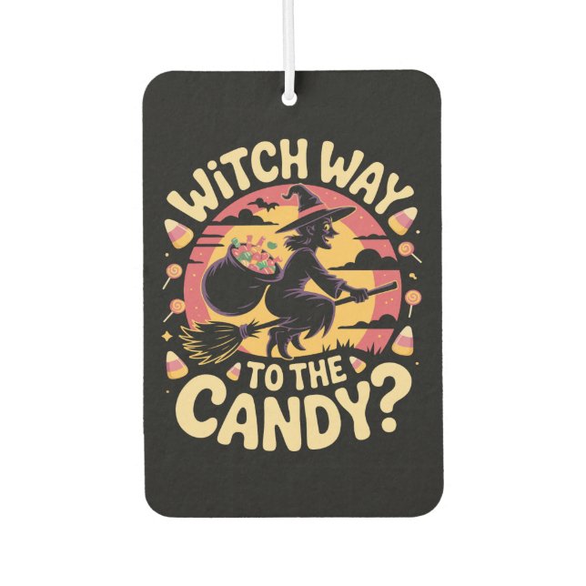 Witch Way to the Candy Halloween T-shirt Autolufterfrischer (Vorderseite)