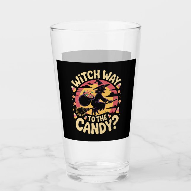 Witch Way to the Candy Halloween T-shirt Glas (Vorderseite)