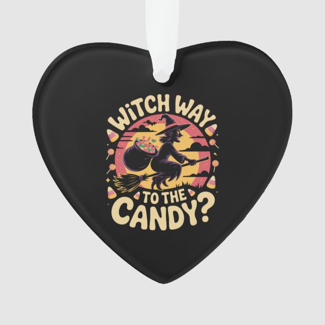 Witch Way to the Candy Halloween T-shirt Ornament (Vorderseite)