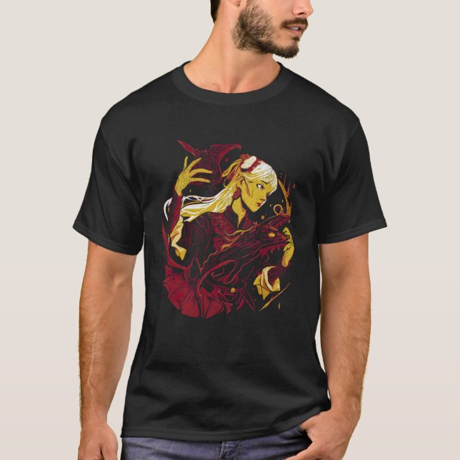 Witch with a dragon Fantasy creature Wiccan Wicca  T-Shirt (Vorderseite)