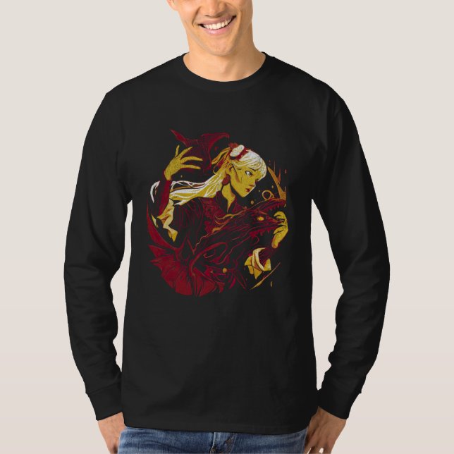 Witch with a dragon Fantasy creature Wiccan Wicca  T-Shirt (Vorderseite)