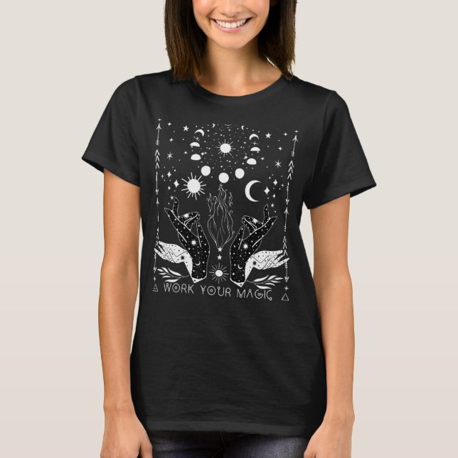 Witchcraft Celestial Sun Moon Witchy Wiccan Magick T-Shirt (Vorderseite)