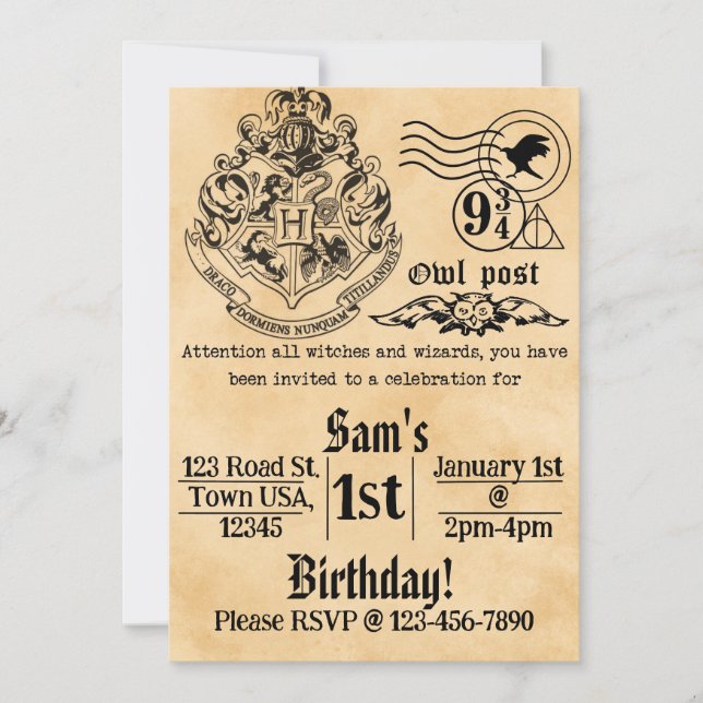 Witches and Wizards Birthday Invitation Einladung (Vorderseite)
