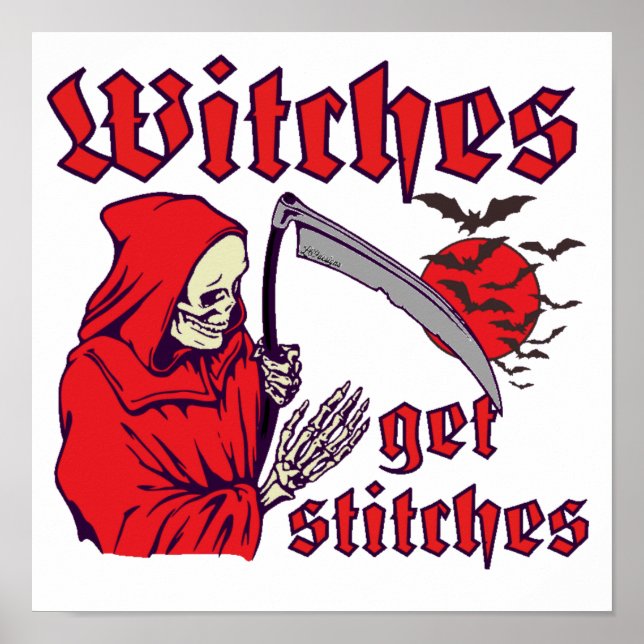 WITCHES BEKOMMEN STITCHEN lustig beängstigenden ha Poster (Vorne)