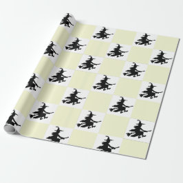 Witches on Yellow & White Checkered Wrapping Paper Geschenkpapier