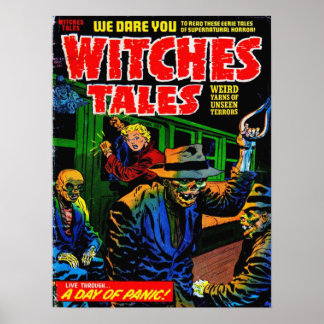 WITCHES TALES Cooles Vintages Comic Buchabdeckung  Poster