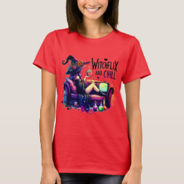 "Witchflix and Chill – Fun Witch Design for Hallow T-Shirt