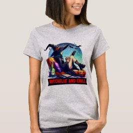 "Witchflix and Chill – Fun Witch Design for Hallow T-Shirt