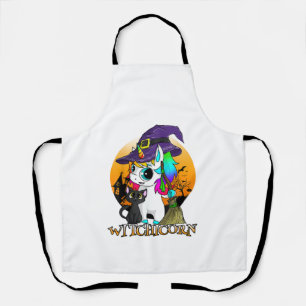 Witchicorn Einhorn Hexe Halloween Schwarze Katze O Schürze