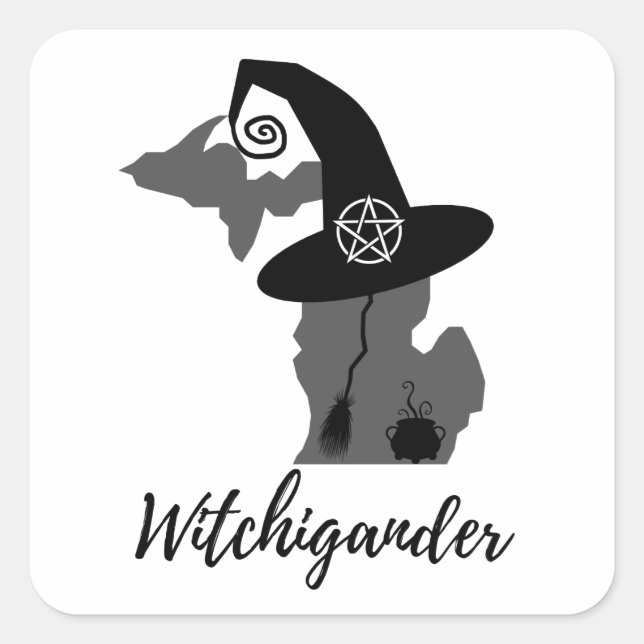 Witchigander - Michigan Witch Quadratischer Aufkleber (Vorderseite)