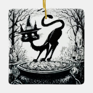 Witching Cat Keramikornament