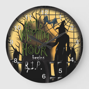 Witching Hour Begins - Halloween Große Wanduhr