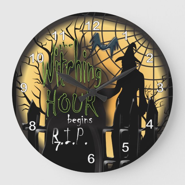 Witching Hour Begins - Halloween Große Wanduhr (Vorderseite)
