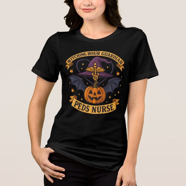 Witching Hour Guardian Pädiatrie Halloween Tri-Blend Shirt (Vorderseite)