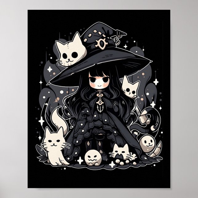 Witching Hour trendy Halloween Grafik Design Poster (Vorne)