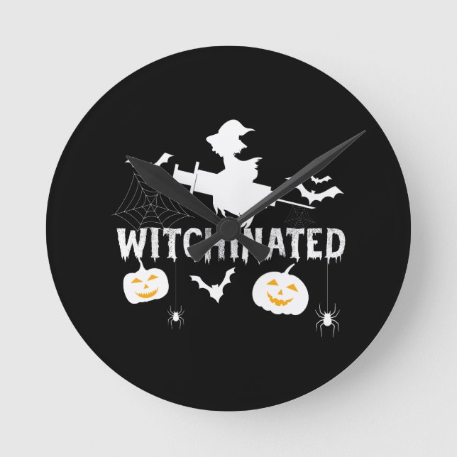 Witchiniertes Halloween 2021Kostüm Witzige Hexe Runde Wanduhr (Vorderseite)