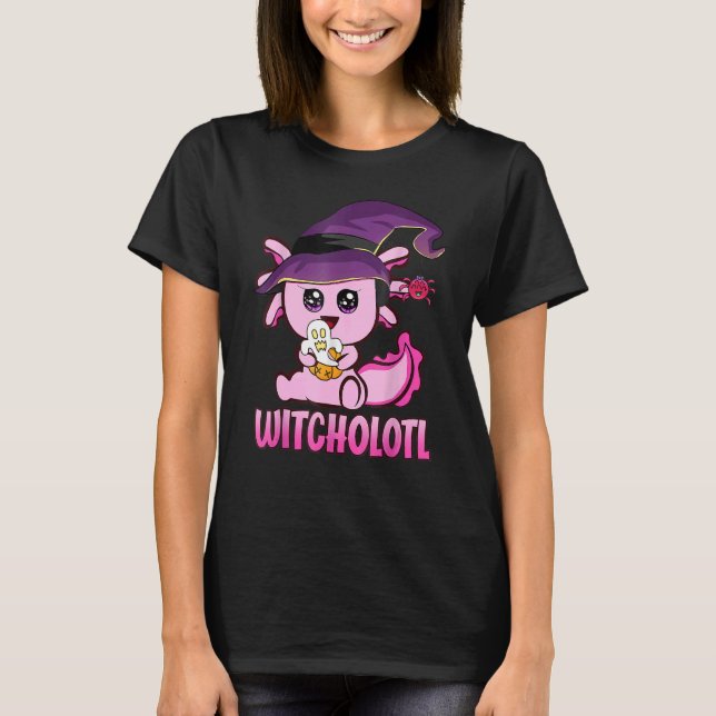 Witcholotl Niedlich Axolotl Hexenechse Halloween S T-Shirt (Vorderseite)