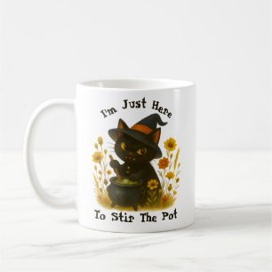 Witchy Black Cat "I'm Just Here to Stir the Pot" Kaffeetasse