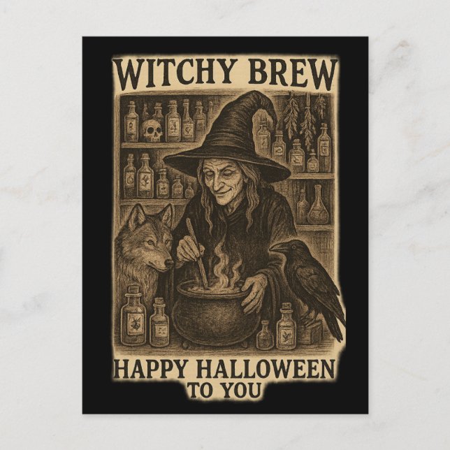 Witchy Brew Halloween Postcard Postkarte (Vorderseite)