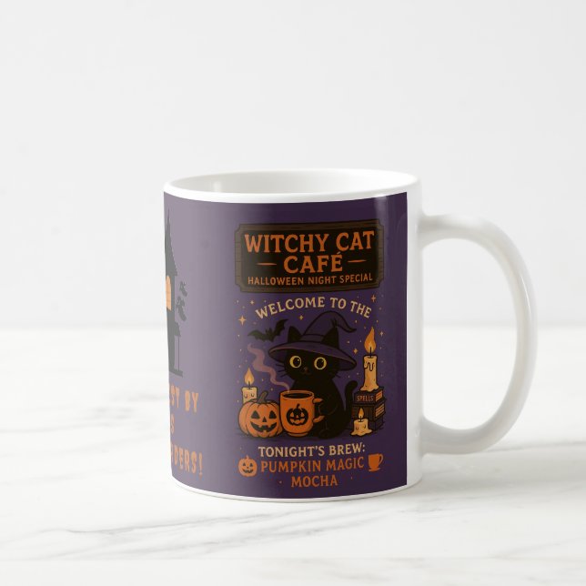 Witchy Cat Café Tasse - Halloween Pumpkin Zauberge (Rechts)