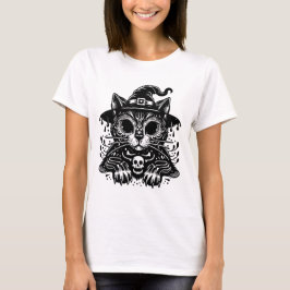 Witchy Cat Creepy Halloween T-Shirt