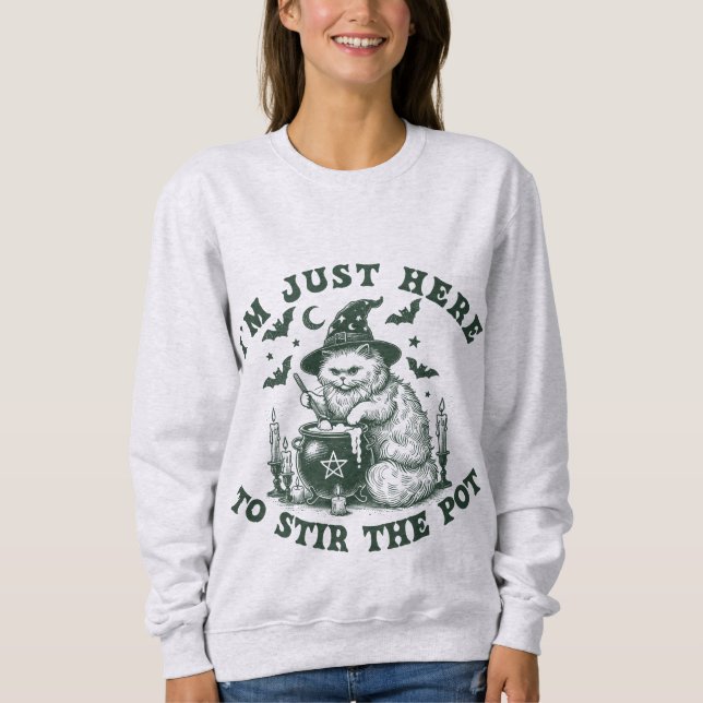 Witchy Cat Halloween Sweatshirt (Vorderseite)