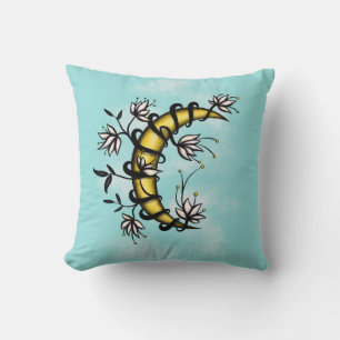 Witchy Crescent Moon Floral Wiccan Kissen