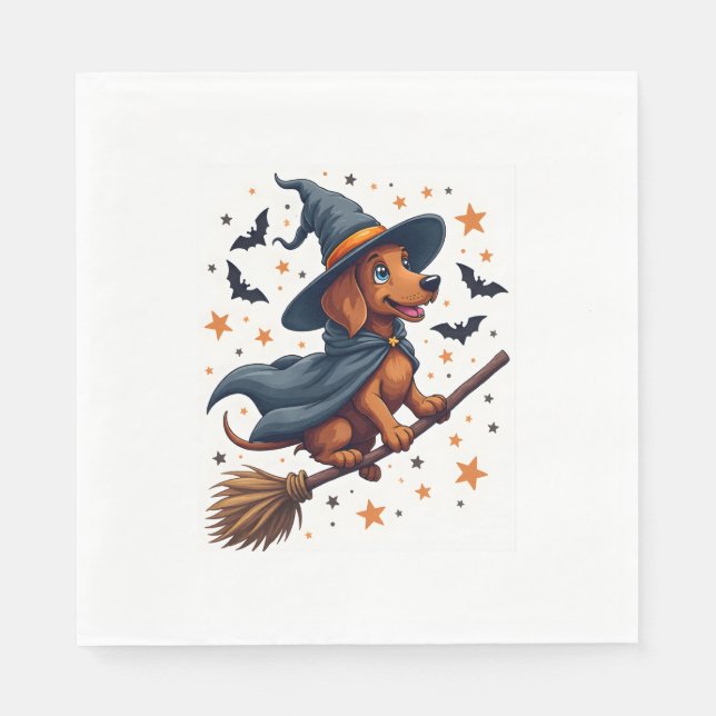 Witchy Dackel Delight Serviette (Vorderseite)