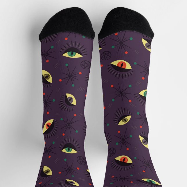 Witchy Dark Magic Eyes - Occult Goth Socken (Oben)