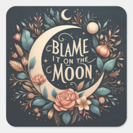 Witchy Floral Schuldzuweisungen auf dem Mond Aufkl Quadratischer Aufkleber