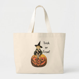 Witchy Frau Vintages Halloween Jumbo Stoffbeutel