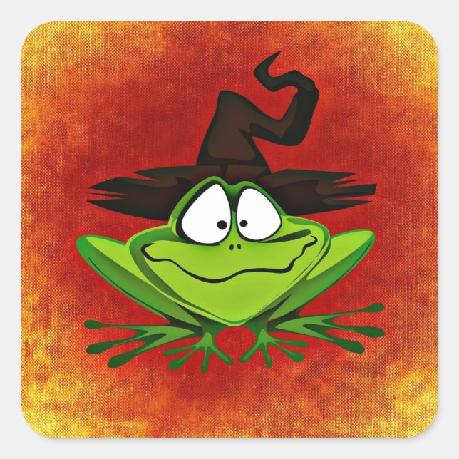 Witchy Frog Quadratischer Aufkleber (Vorderseite)