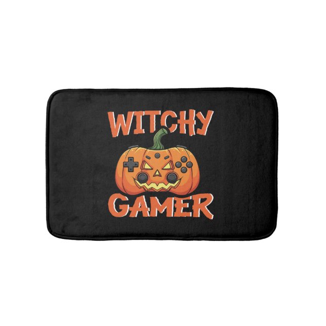 Witchy Gamer Halloween Badematte (Vorderseite)