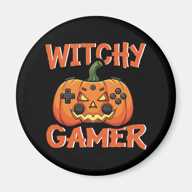 Witchy Gamer Halloween Magnet (Vorne)
