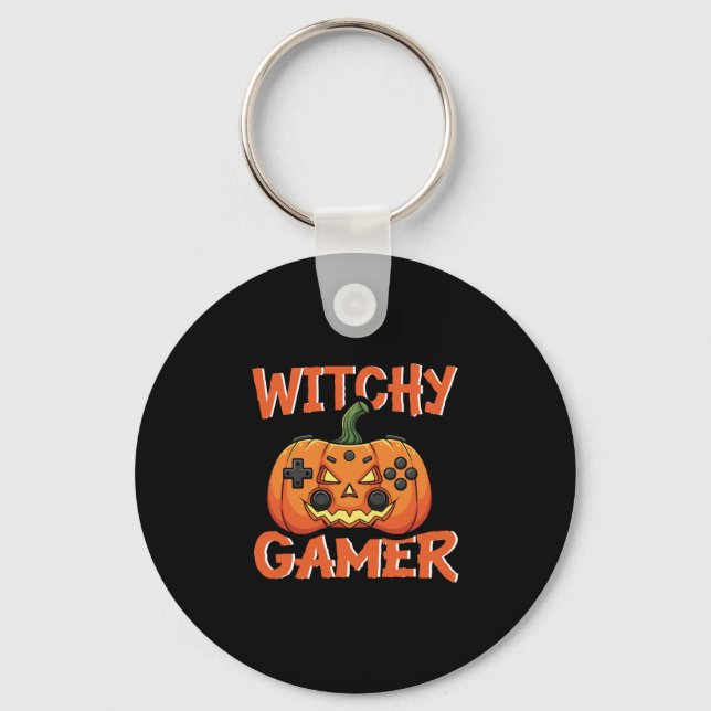 Witchy Gamer Halloween Schlüsselanhänger (Vorderseite)