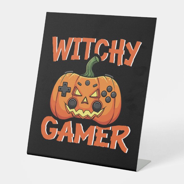 Witchy Gamer Halloween Sockelschild (Vorderseite)