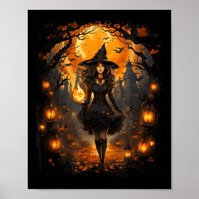 Witchy Girl Halloween Kostüm Witchcraft Wit Poster (Vorne)