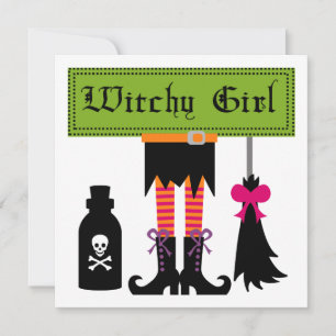 Witchy Girl Halloween T - Shirt und Geschenke Karte