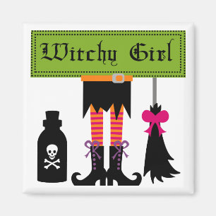 Witchy Girl Halloween T - Shirt und Geschenke Magnet