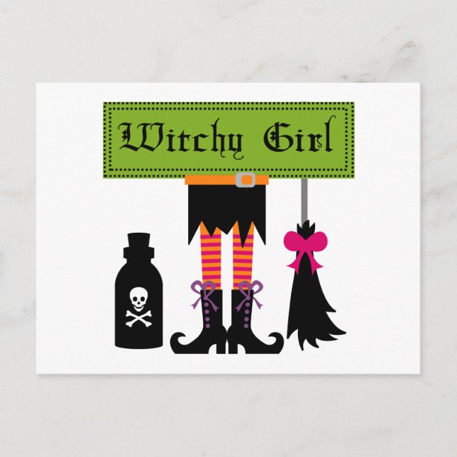 Witchy Girl Halloween T - Shirt und Geschenke Postkarte (Vorderseite)