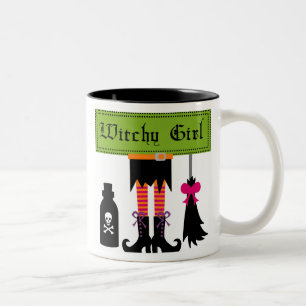 Witchy Girl Halloween T - Shirt und Geschenke Zweifarbige Tasse