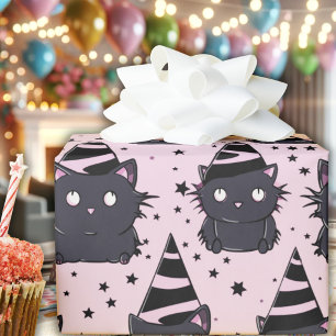 Witchy Goth Baby Pink Black Kitty Cat Geburtstag Geschenkpapier