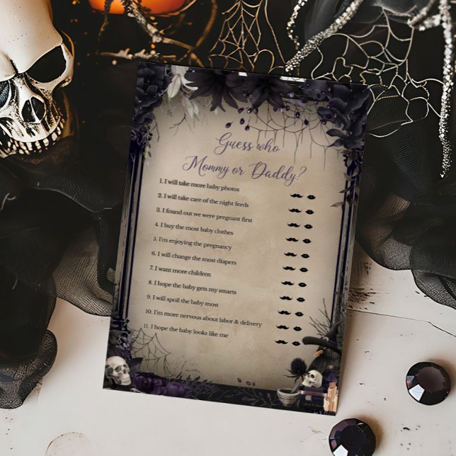 Witchy Gothic rät, wer Mama oder Daddy Game (Witchy Baby Shower Guess who Mommy or Daddy Game)