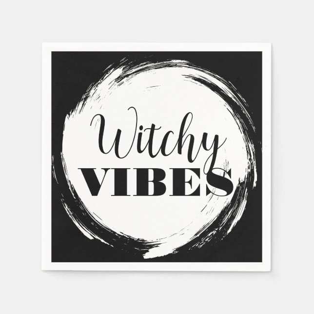 Witchy Halloween Black and White Serviette (Vorderseite)