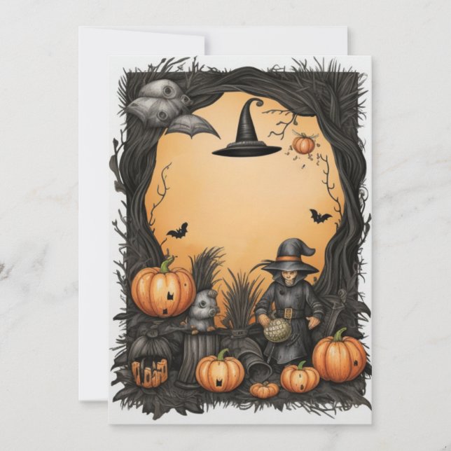 Witchy Halloween Blank Einladung (Vorderseite)