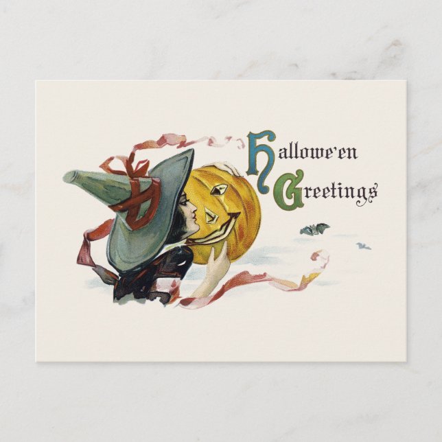 Witchy Halloween Greetings Postkarte (Vorderseite)
