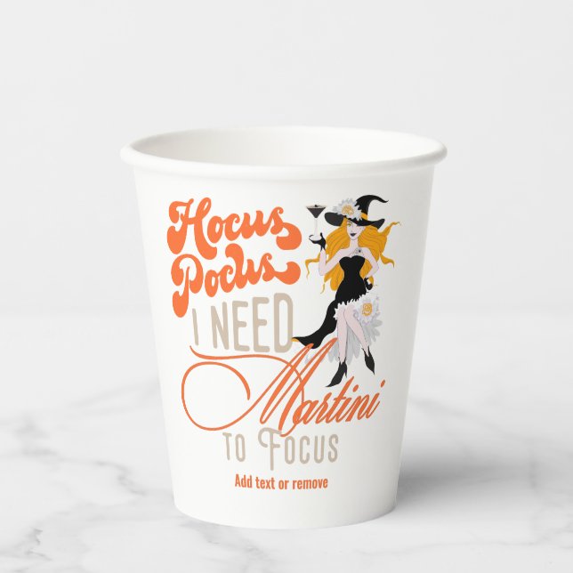 Witchy Hocus Pocus Martini fokussiert Halloween Pappbecher (Vorderseite)